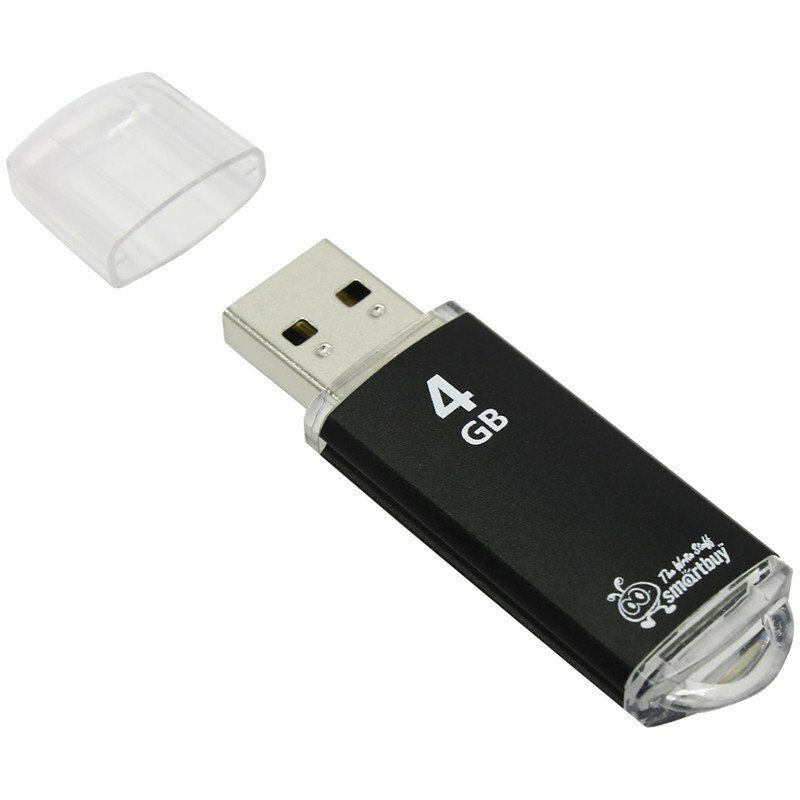 Память Smart Buy "V-Cut" 4GB, USB 2.0 Flash Drive, черный (металл.корпус) SB4GBVC-K
