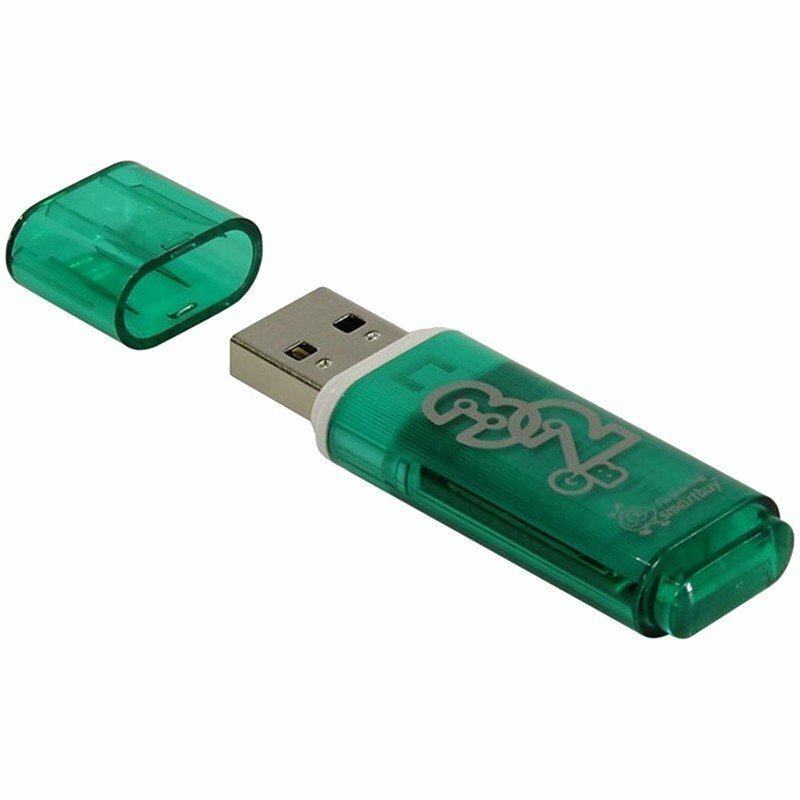 Память Smart Buy "Glossy" 32GB, USB 2.0 Flash Drive, зеленый SB32GBGS-G