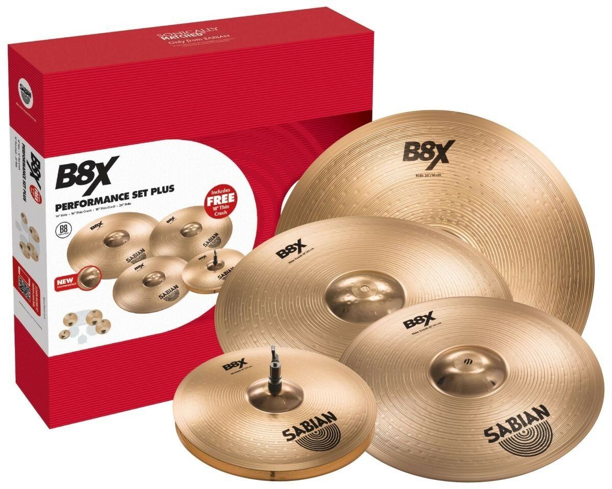 Sabian B8X Performance Set Plus набор тарелок (14" Hats, 16", 18" Crash, 20" Ride) - фото №1