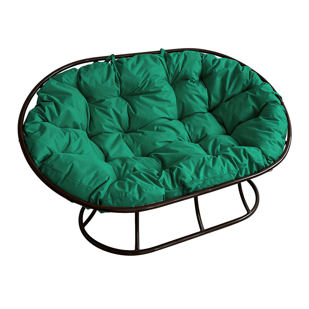 Садовый диван "Мамасан" без ротанга черное с зеленой подушкой M-Group - фотография № 2
