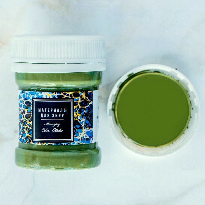фото Краска для эбру, оливковый пастельный, 30 мл