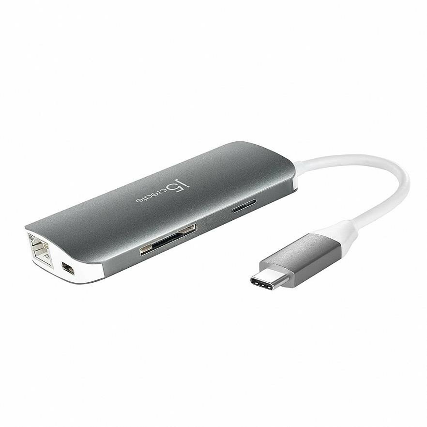 809963 Мульти-адаптер J5create USB-C - HDMI / Ethernet / USB Type-A 3.1 / PD 3.0 / Card Reader JCD383