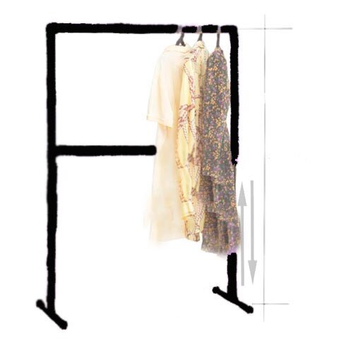 Вешалка на колесиках рейл черная напольная для одежды высота 1.5 м. / ширина 1 м. GOZHY (металлическая, тканевая) - фотография № 1