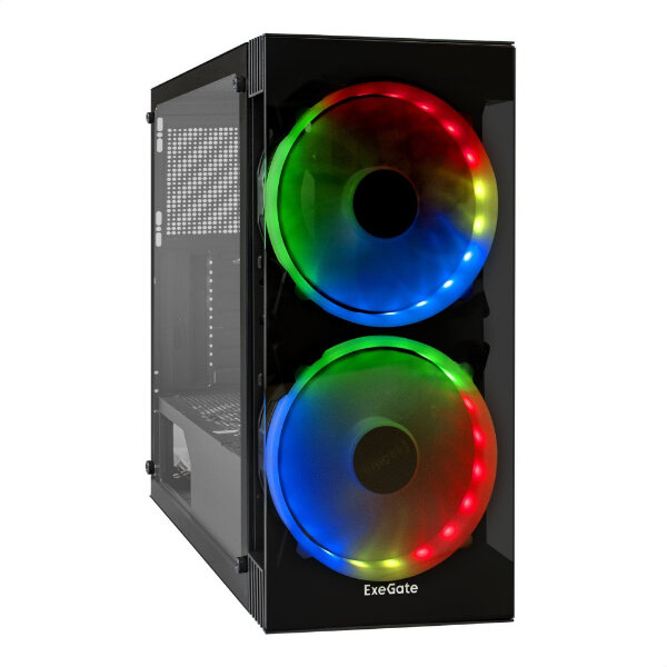 Корпус Miditower ExeGate EX290157RUS i3 MATRIX-NPX600 (ATX, 600NPX 12см, 2*USB+1*USB3.0, HD аудио, черный, 2 вент. 18см с RGB подсветкой, пылевые филь