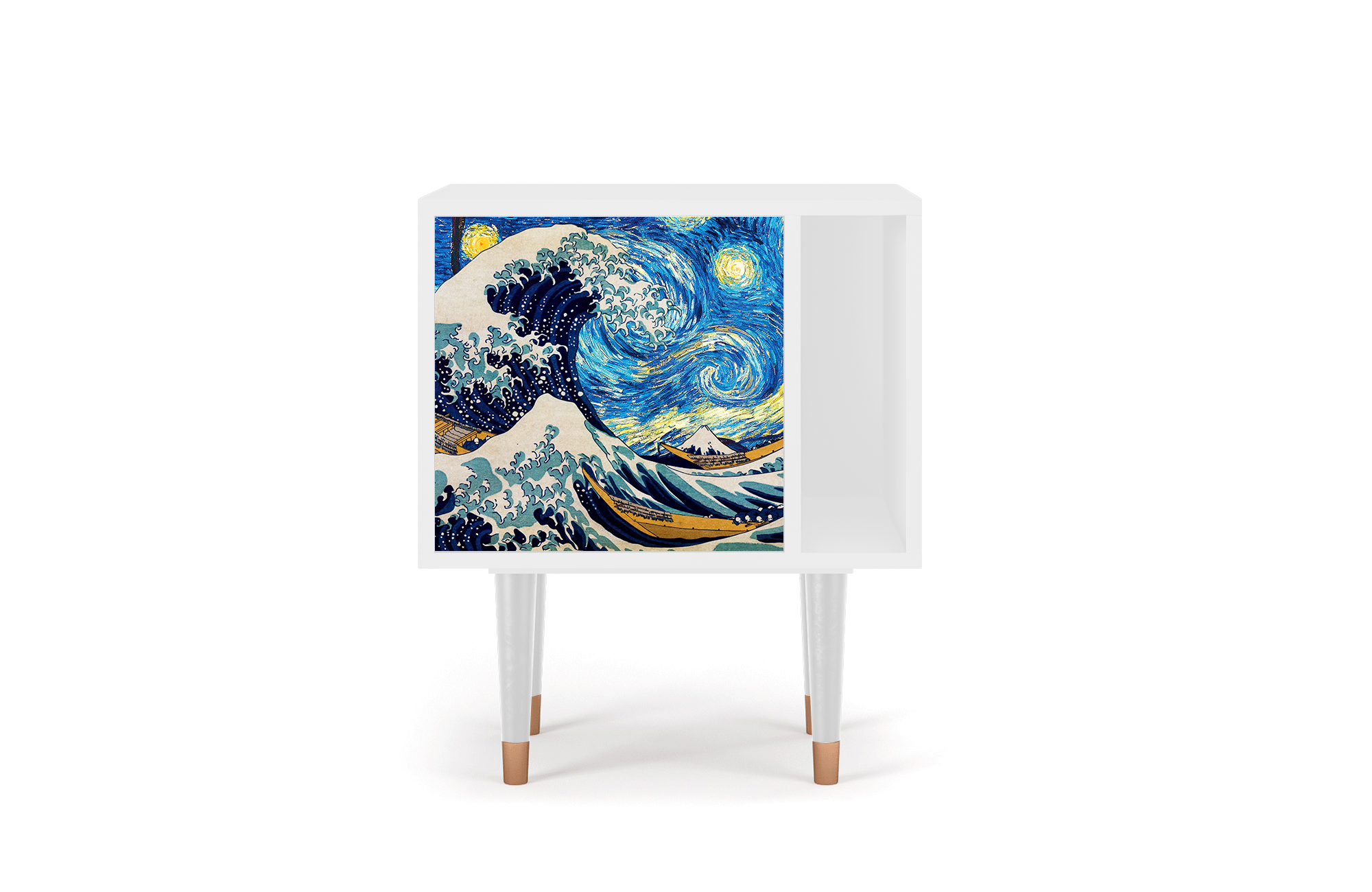 Прикроватная тумба - STORYZ - S2 The Great Wave off Kanagawa by Hokusai, 58 x 69 x 48 см, Белый - фотография № 2
