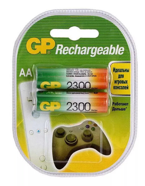 Аккумуляторы GP Rechargeable 2300 mAh NiMH AA 1,2V (2 шт)