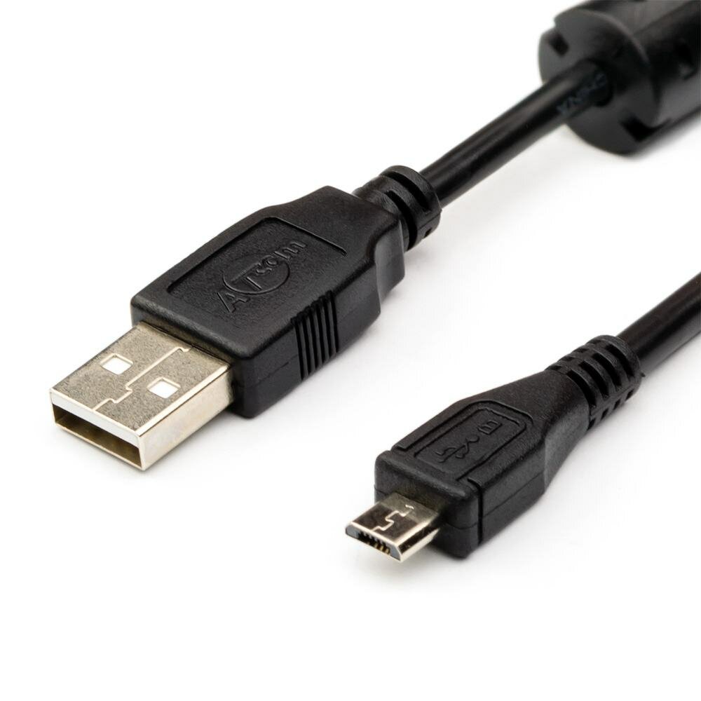 Кабель 1.8 m USB(Am) - microUSB (феррит), AT9175