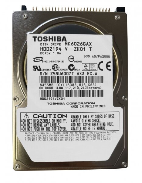 Жесткий диск Toshiba 60 ГБ MK-6026GAX