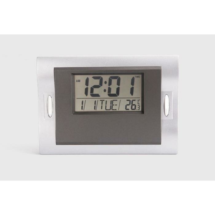 Часы электронные настенные, настольные: будильник, календарь, термометр, 2 ААА, микс - фотография № 2