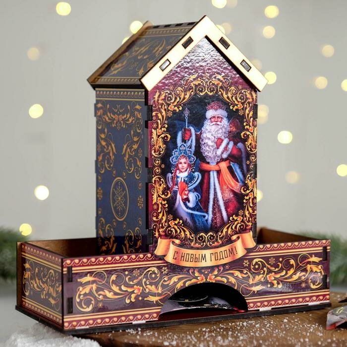 фото Органайзер для чая Sima-land "Дед мороз и Снегурочка", 20,9х19,3х8,2 см (5076564)