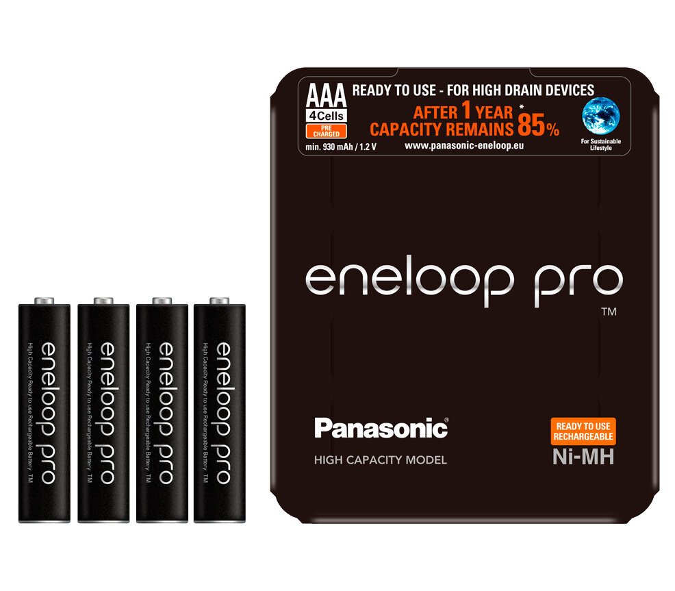 Аккумулятор Ni-Mh 930 мА·ч Panasonic eneloop pro AAA 4 шт.