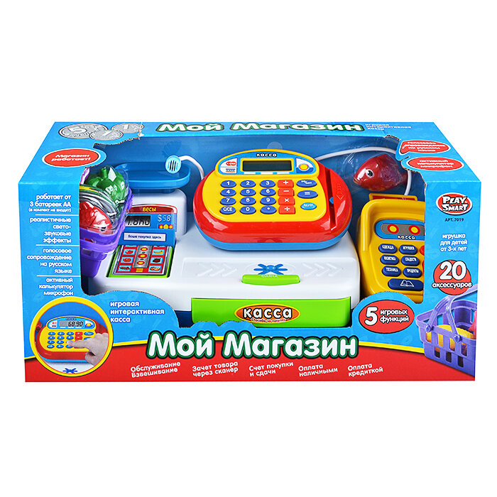 Play Smart игровой набор Play smart мой магазин Касса с аксессуарами на батарейках 7019