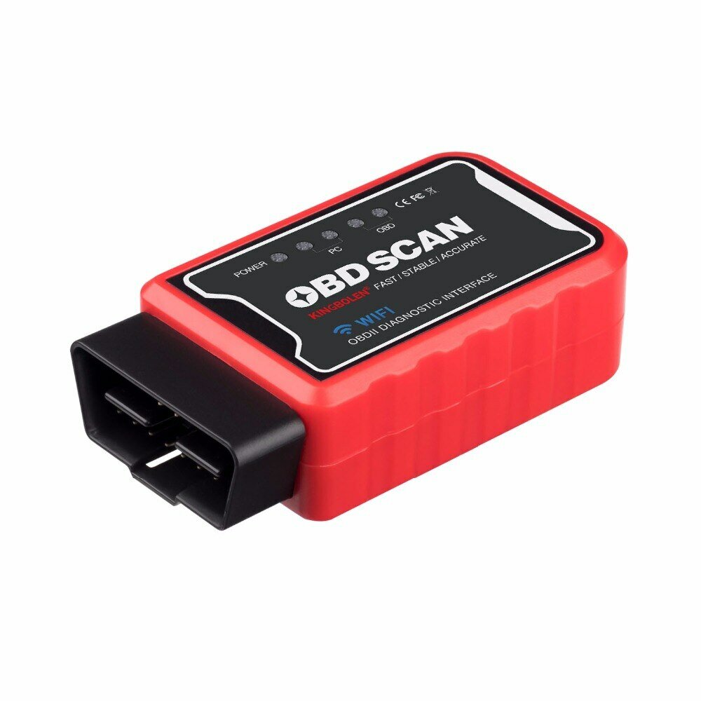 Диагностический адаптер ELM327 Wi-Fi v1.5 красный в коробке