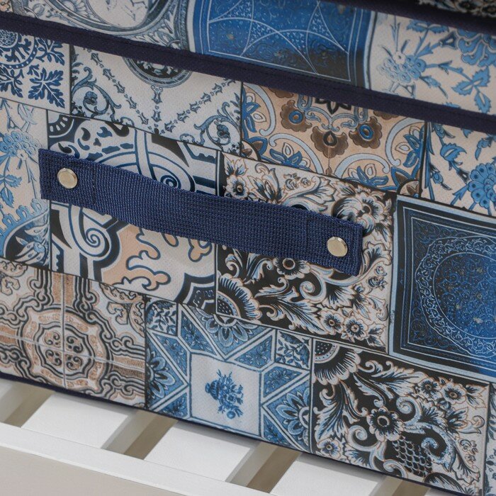 Доляна Короб стеллажный для хранения с крышкой Доляна «Мозаика», 40×30×25 см, цвет синий - фотография № 9