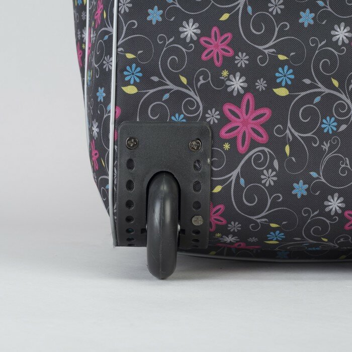 AMeN Сумка дорожная на колёсах, с расширением, отдел на молнии, наружный карман, цвет чёрный/разноцветный - фотография № 4