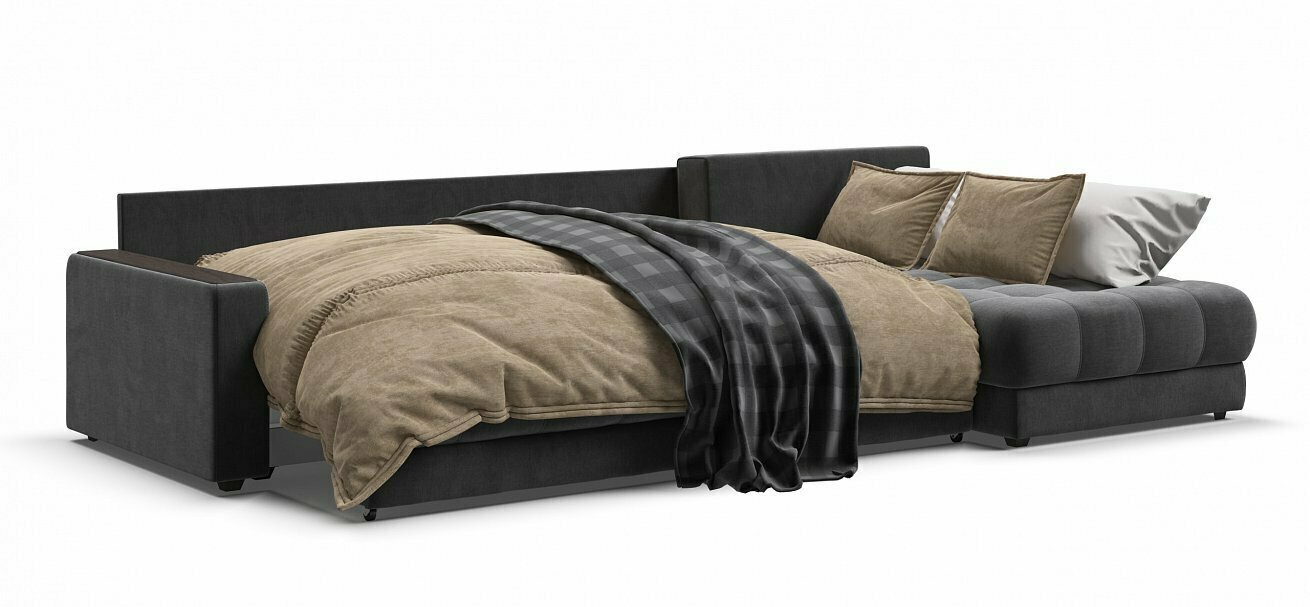 Угловой диван-кровать BOSS 2.0 MAX с ящиками для хранения, еврокнижка, велюр Monolit серый, 338х183х93 см - фотография № 6