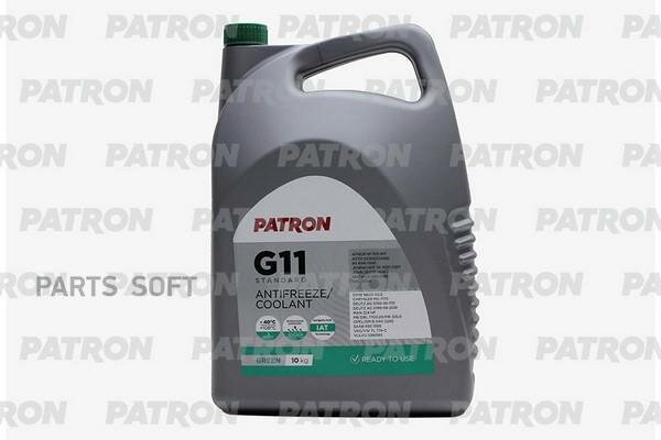 PATRON PCF4010 Антифриз 10кг (8.9л) - зеленый готовый, PATRON GREEN G11, TL 774-C, SAE J1034, N600690, MS-7170, MAN 324 NF, MB 325.0, B0400240, 6901599, 1286083 1шт