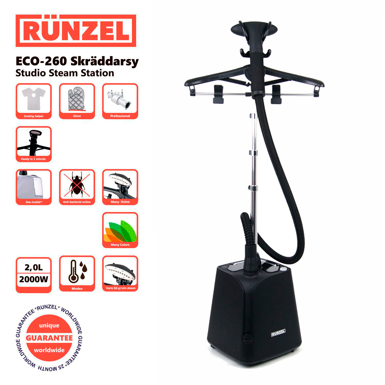 Отпариватель для одежды/ для дома Runzel Eco 260 Skraddarsy Black (черный)