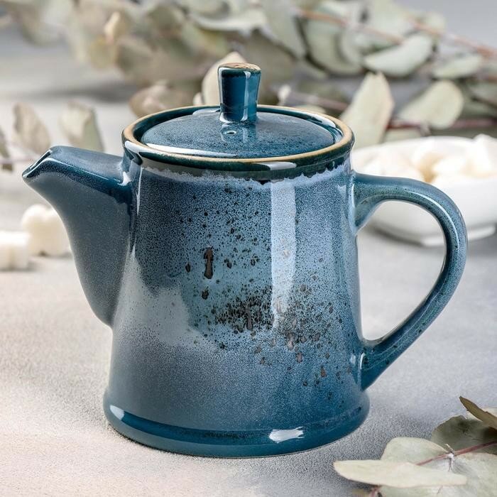 Чайник заварочный Хорекс Blu reattivo 500 мл синий фарфоровый - фотография № 2