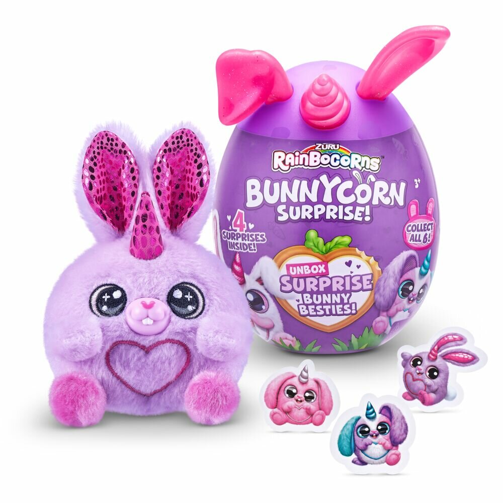 Игровой набор Zuru Rainbocorns сюрприз в яйце Bunnycorn Surprise (плюш кролик + наклейки)
