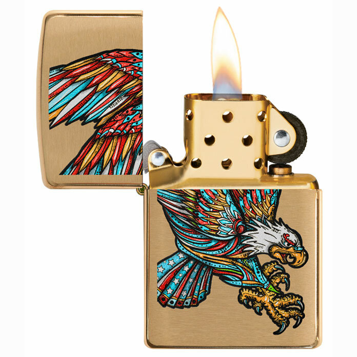 Зажигалка Zippo Classic Tattoo Eagle Brushed Brass 49667 - фотография № 3