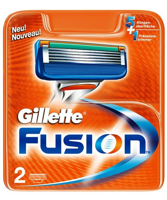Набор из 3 штук Сменные кассеты Gillette Fusion 5 лезвий, 2шт