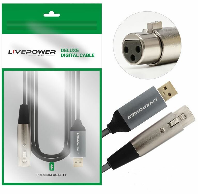 Кабель адаптер USB XLR гнездо LivePower Аудио Premium H257 S282 1.8m