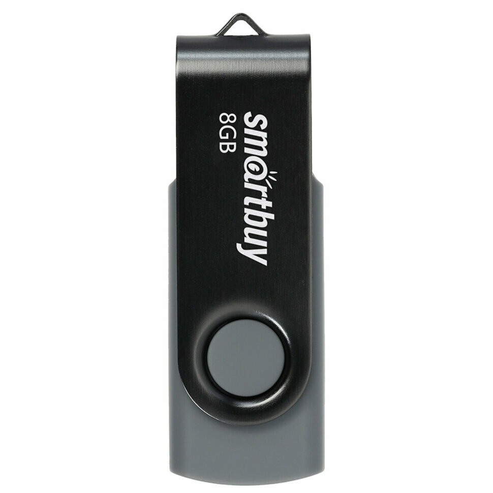 Флеш-диск 8 GB SMARTBUY Twist USB 2.0, черный, SB008GB2TWK, 513905