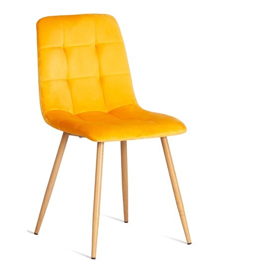 Стул Tetchair CHILLY (mod. 7094-1) вельвет/металл, 44,5х52,5х86 см, yellow (желтый) HLR41 / натуральный (4шт/уп)