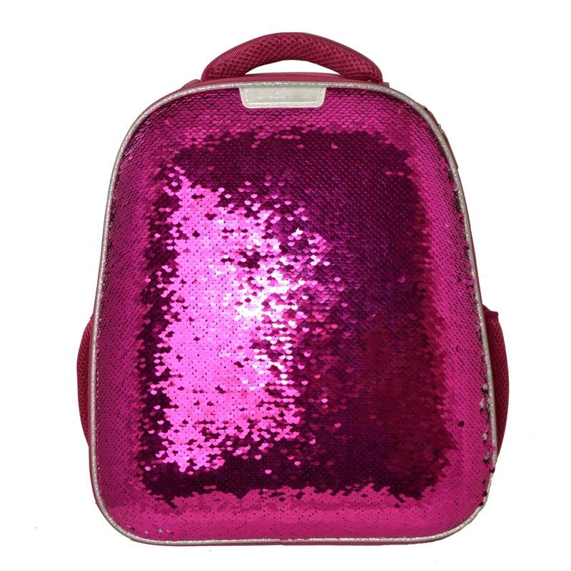 Ранец №1School Sparkle Pink,эргоном. спинка, двустор.пайетки фуксия/серебро