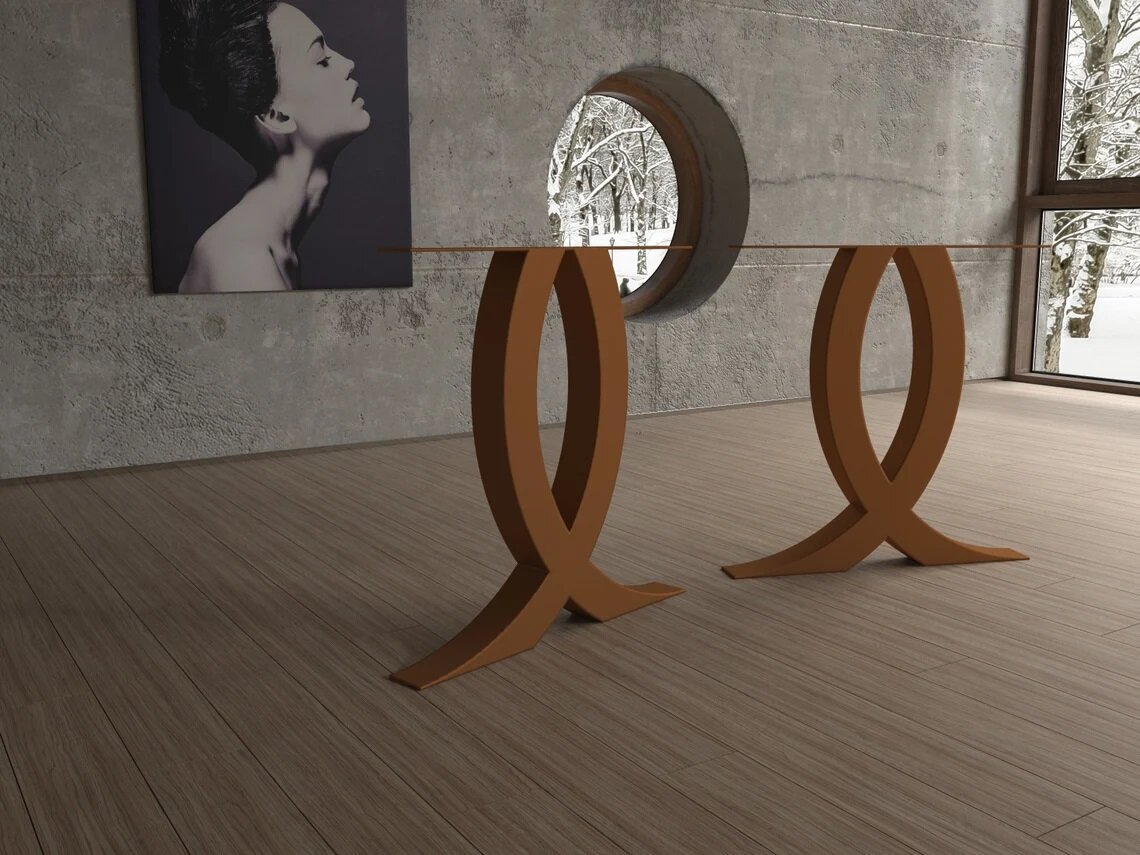 Дизайнерская опора для стола металлическая, подстолье уникальной формы (2 шт.) - фотография № 2