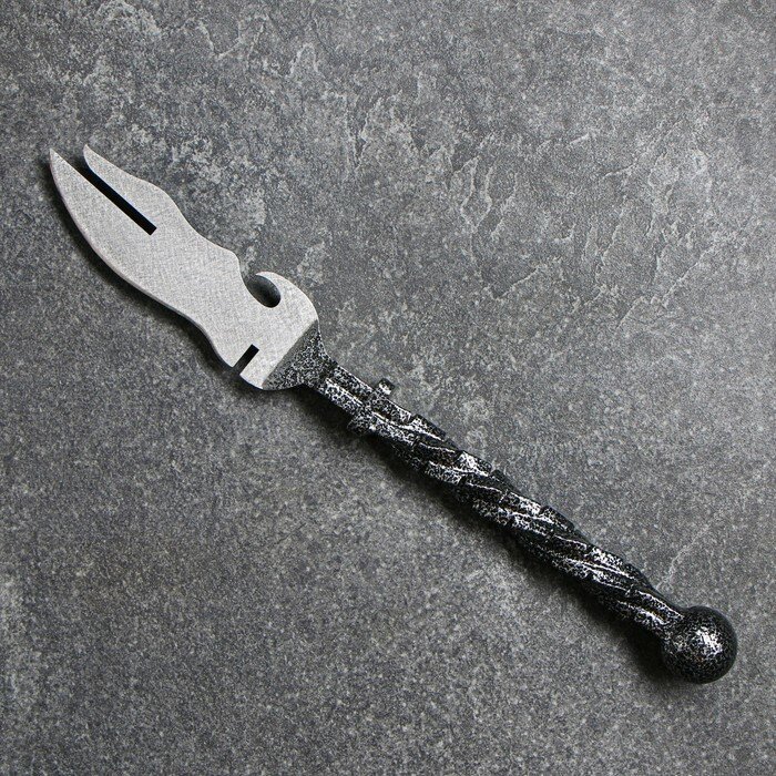Белая полоса Нож-вилка с ручкой горячей ковки "Серебрянный шар" - фотография № 1