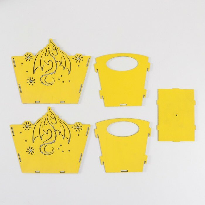 Корзинка-шкатулка "Дракон" жёлтый 18х12х14,5 см (набор 5 деталей) - фотография № 5