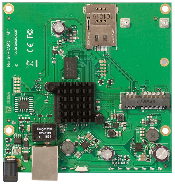 MikroTik RouterBOARD M11G with Dual Core 880MHz CPU 256MB RAM 1x Gbit LAN 1x miniPCI-e RouterOS L4