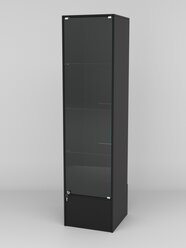 Витрина "астра подиум" №10-1 (с дверкой, задняя стенка - ДСП), Черный 45 x 45 x 181 см