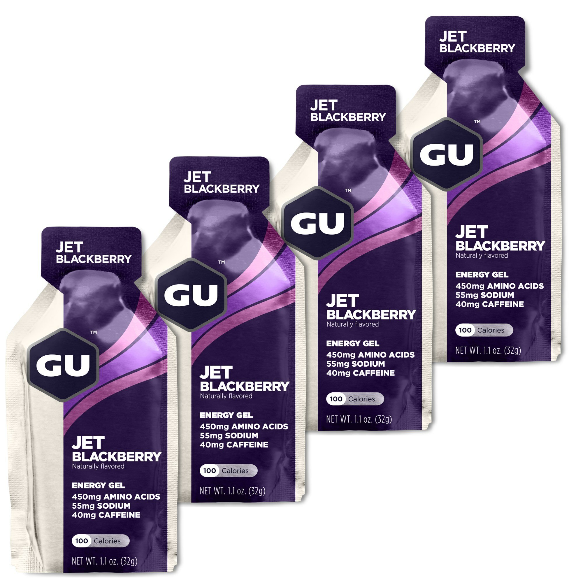 Гель питьевой GU ENERGY GU ORIGINAL ENERGY GEL 40mg caffeine 4 стика x 32 г Ежевика Джет