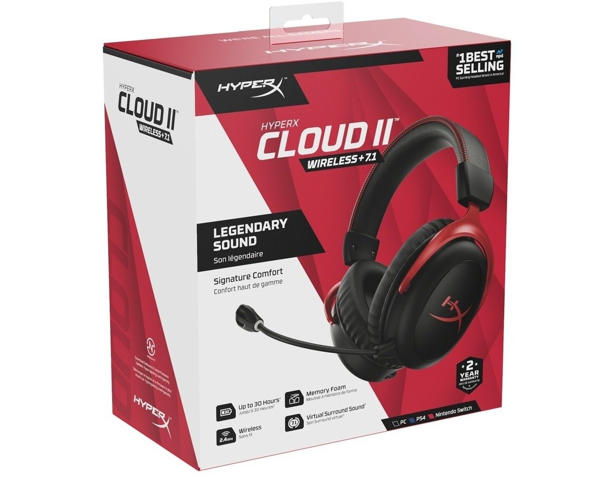 Наушники HyperX Cloud II Wireless, black/red