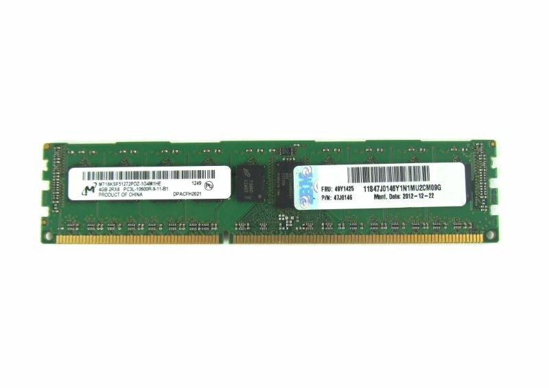 Модуль памяти IBM 4GB DDR3 ECC REG 1333MHz PC3L-10600R-9 Low Voltage LP Samsung M393B5273DH0-YH9 P/N 47J0146 FRU 49Y1425