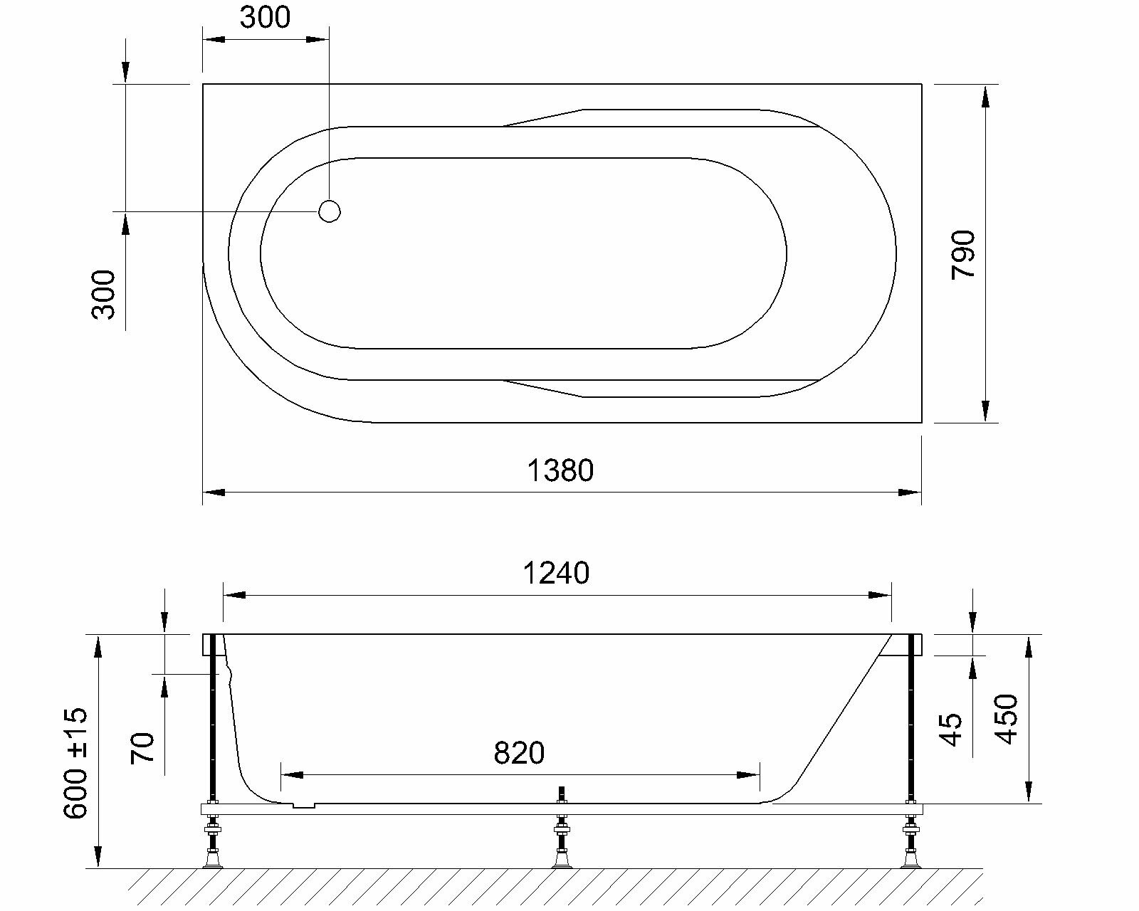 Гидромассажная ванна Royal Bath AZUR STANDART 140x80x60R - фотография № 2