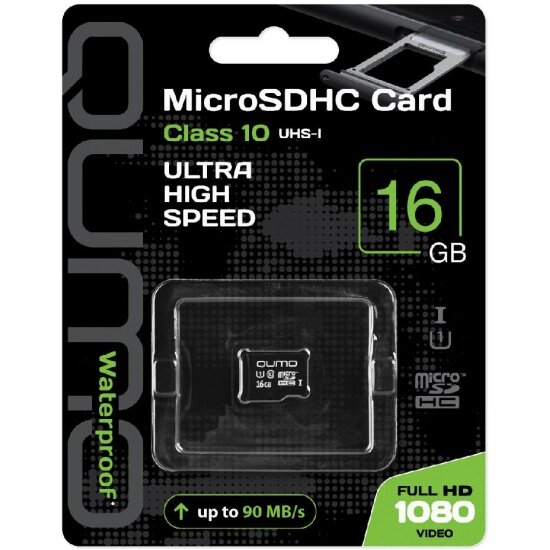 Карта памяти QUMO MicroSDHC 16Gb Сlass 10 UHS-I + ADP (QM16GMICSDHC10U1)