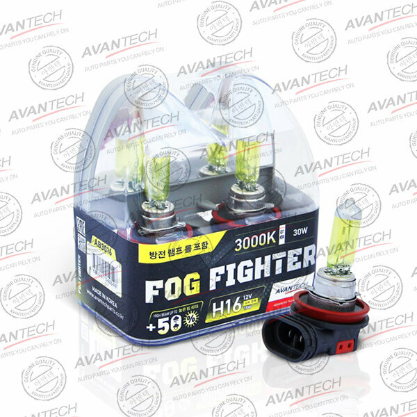 Лампа автомобильная галогеновая H16 Avantech FOG FIGHTER 12V 19W PGJ19-3 3000K (комплект 2 шт.) AB3016