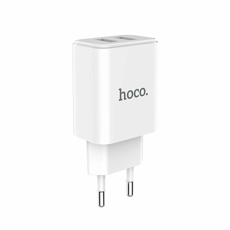 Сетевое зарядное устройство Hoco C62A (2A, 2 порта + кабель Type-C) (белое)