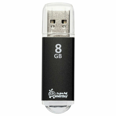 Флеш-диск 8 GB, комплект 3 шт., SMARTBUY V-Cut, USB 2.0, металлический корпус, черный, SB8GBVC-K