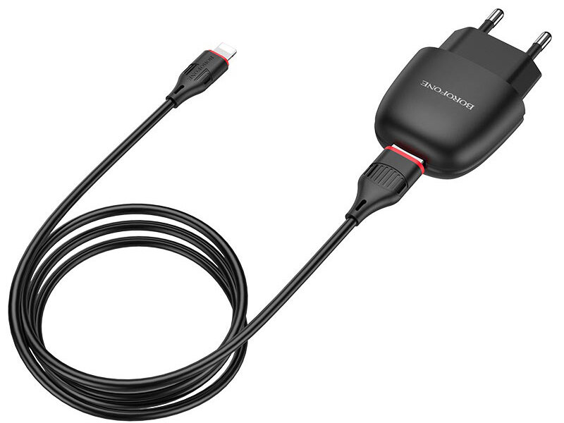 Зарядное устройство Borofone BA49A Vast 1xUSB + кабель Lightning Black 6931474728425