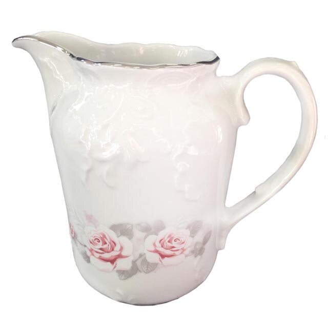 фото Кувшин рококо бледная роза отводка платиной, 1 л, фарфор