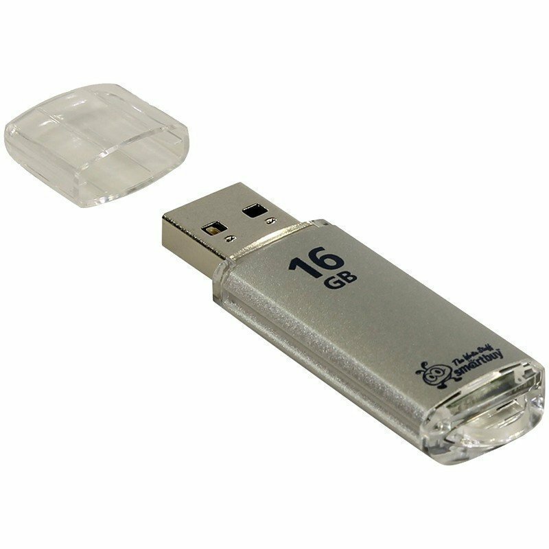 Память Smart Buy "V-Cut" 16GB, USB 2.0 Flash Drive, серебристый (металл.корпус) SB16GBVC-S