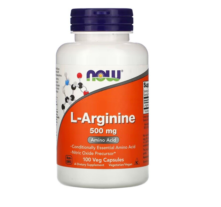 Аминокислота NOW L- Arginine 500 mg 100caps Нейтральный