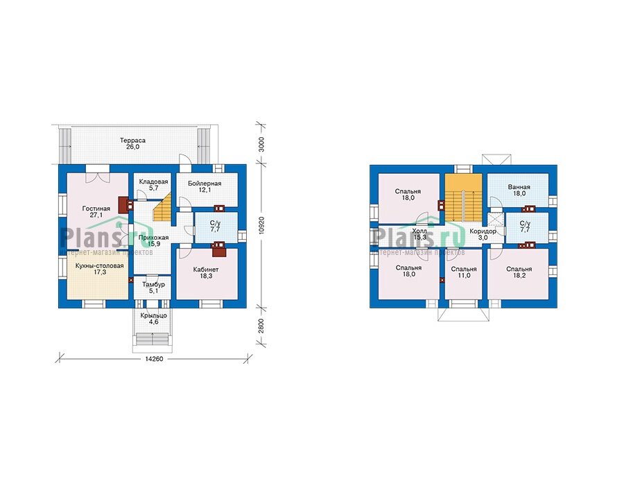 Проект дома Plans-40-27 (216 кв.м, поризованный кирпич) - фотография № 3