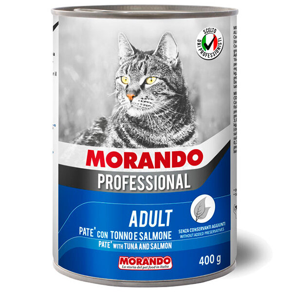 Влажный корм для кошек Morando (Морандо) Professional паштет с Тунцом и Лососем, 400гр