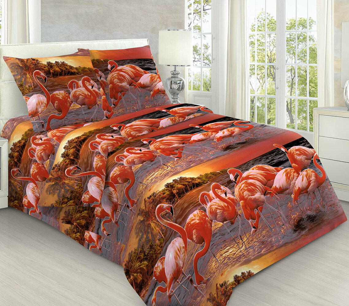 фото Постельное белье Mercury Home Фламинго в пустыне 1.5 СП Бязь 2 наволочки 70x70
